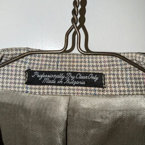 Norm Thompson Vintage Blazer Sport Coat Pure Spun Silk Woven 44S Houndstooth
